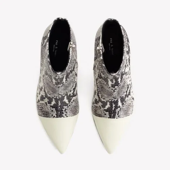 RAG & BONE BEHA LEATHER BOOT - BLACK /WHITE MULTI SIZE 10
